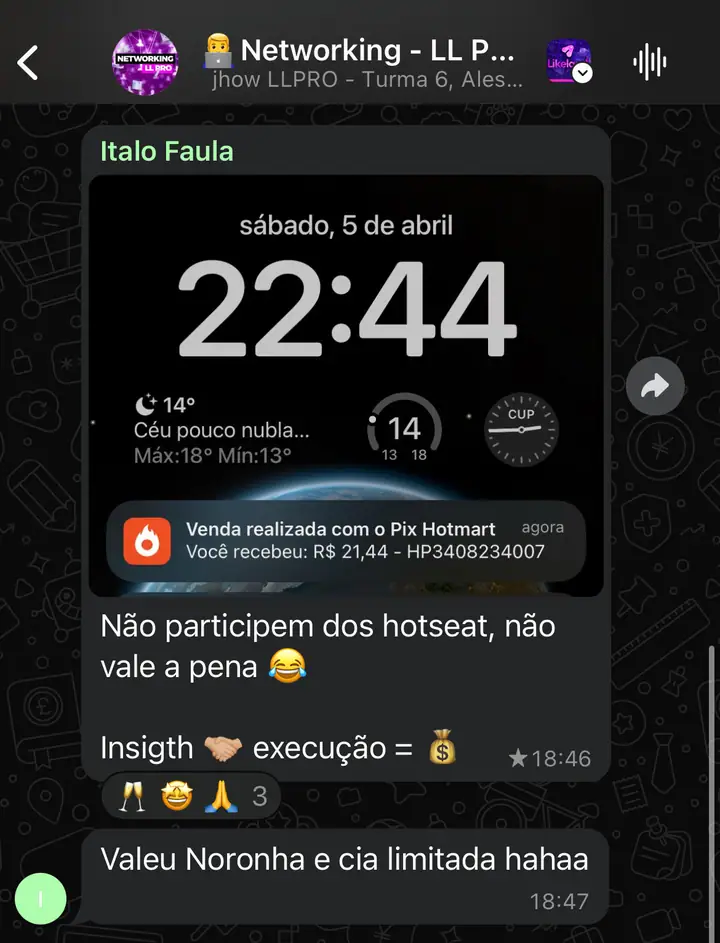Print de notificações de vendas de infoproduto