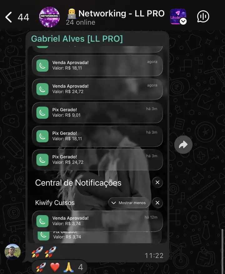 Print de notificações de vendas de infoproduto