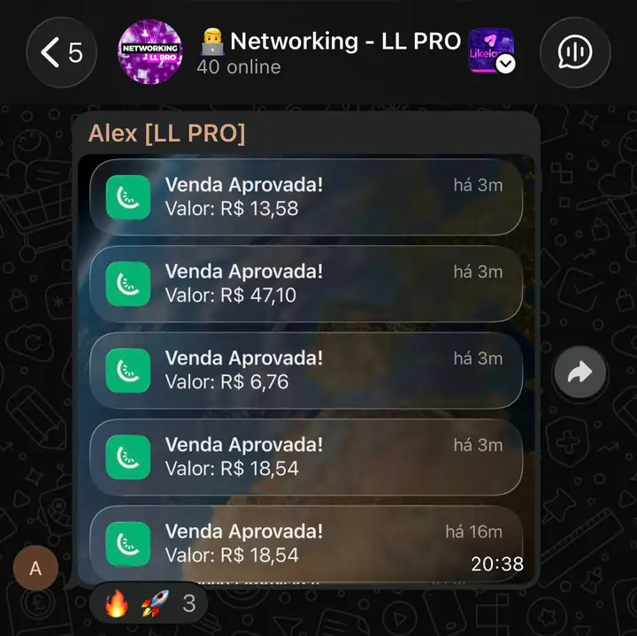 Print de notificações de vendas de infoproduto