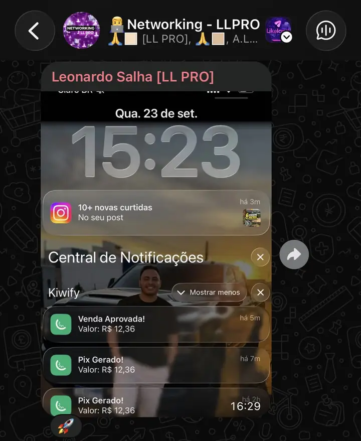 Print de notificações de vendas de infoproduto